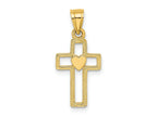 FJC Finejewelers 10 kt Yellow Gold Cut-Out Cross with Heart Charm 15 x 10 mm