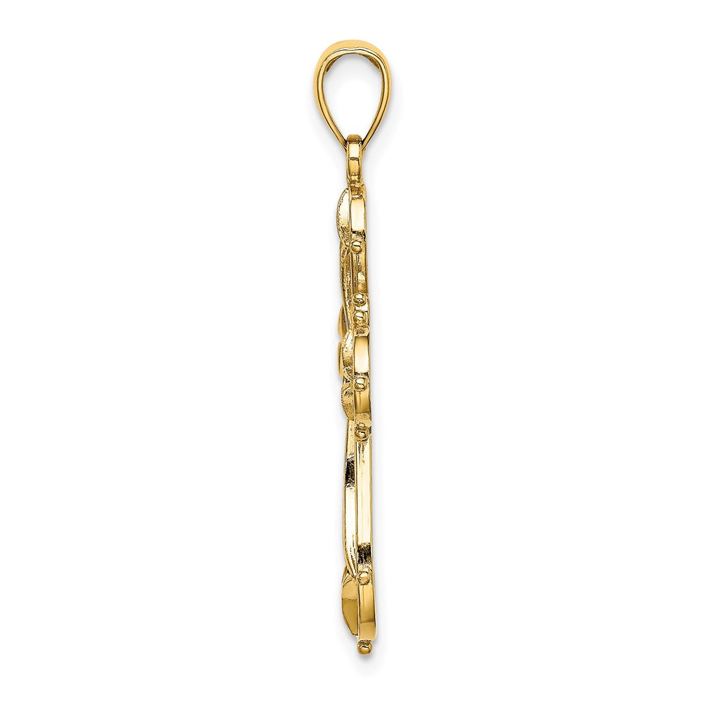 FJC Finejewelers 10 kt Yellow Gold Cut-Out Shapes Fancy Cross Charm 29 x 23 mm