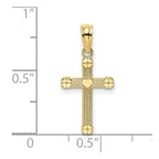 FJC Finejewelers 10 kt Yellow Gold Textured with Center Heart Small Cross Charm 14 x 10 mm