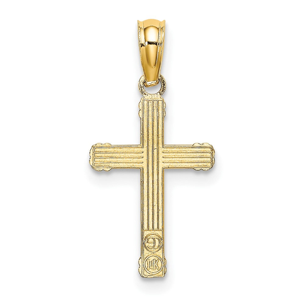FJC Finejewelers 10 kt Yellow Gold Textured with Center Heart Small Cross Charm 14 x 10 mm