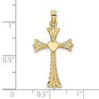 FJC Finejewelers 10 kt Yellow Gold Polished and Engraved Cross W/ Heart Charm 23 mm