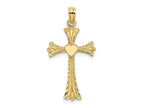 FJC Finejewelers 10 kt Yellow Gold Polished and Engraved Cross W/ Heart Charm 23 mm