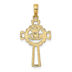 FJC Finejewelers 10 kt Yellow Gold Claddagh Cross Charm 27 x 27 mm