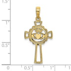 FJC Finejewelers 10 kt Yellow Gold Claddagh Cross Charm 27 x 27 mm