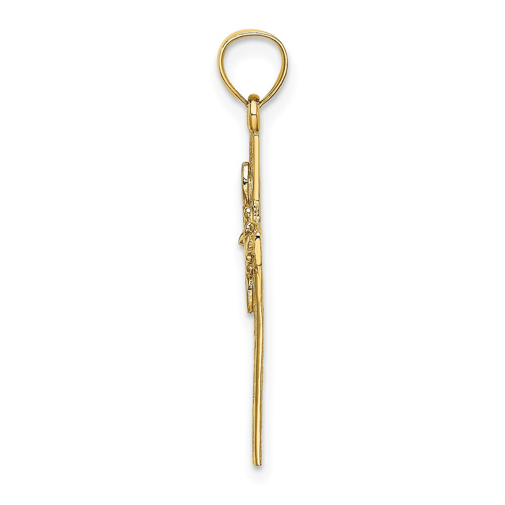 FJC Finejewelers 10 kt Yellow Gold Cross with Flower Charm 22 x 14 mm