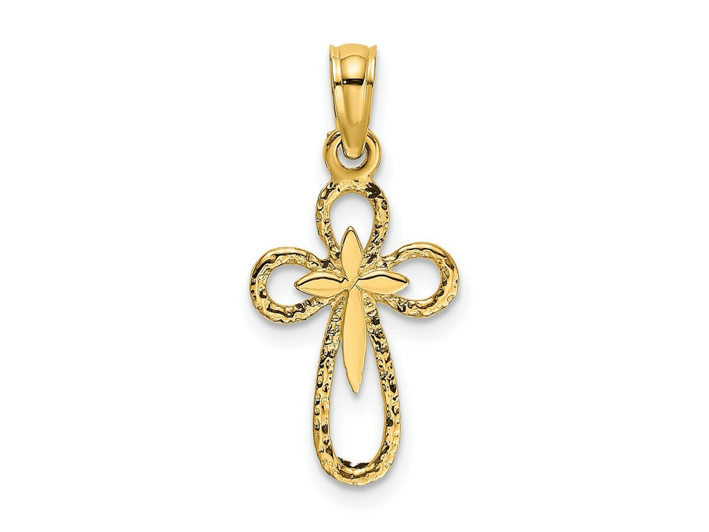 FJC Finejewelers 10 kt Yellow Gold Cut-Out Cross with Small Interior Cross Charm 15 x 10 mm
