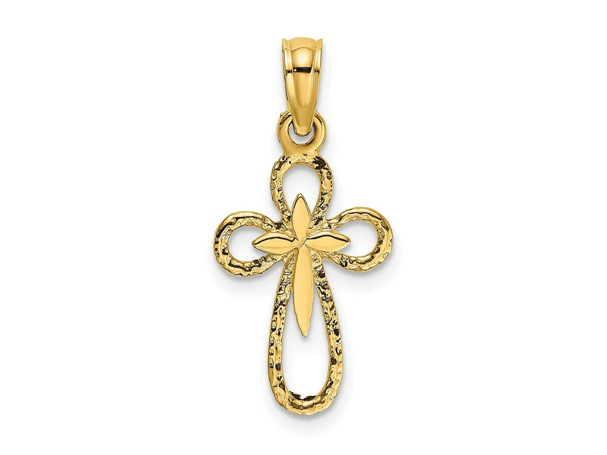 FJC Finejewelers 10 kt Yellow Gold Cut-Out Cross with Small Interior Cross Charm 15 x 10 mm