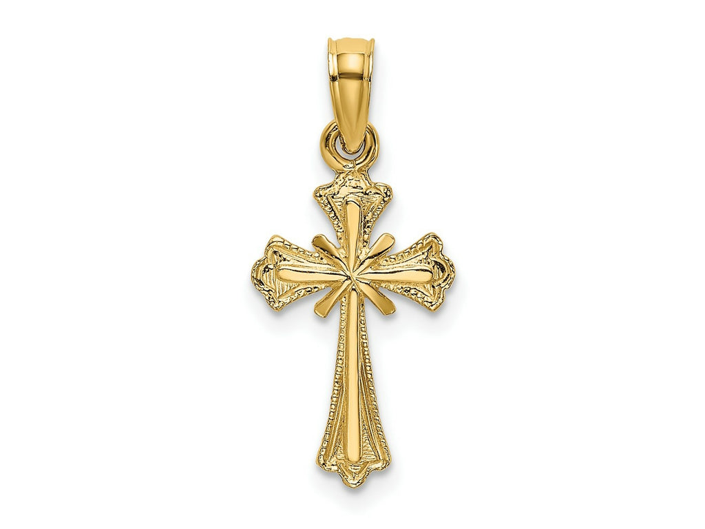 FJC Finejewelers 10 kt Yellow Gold Engraved Small Cross with X Center Charm 15 x 10 mm