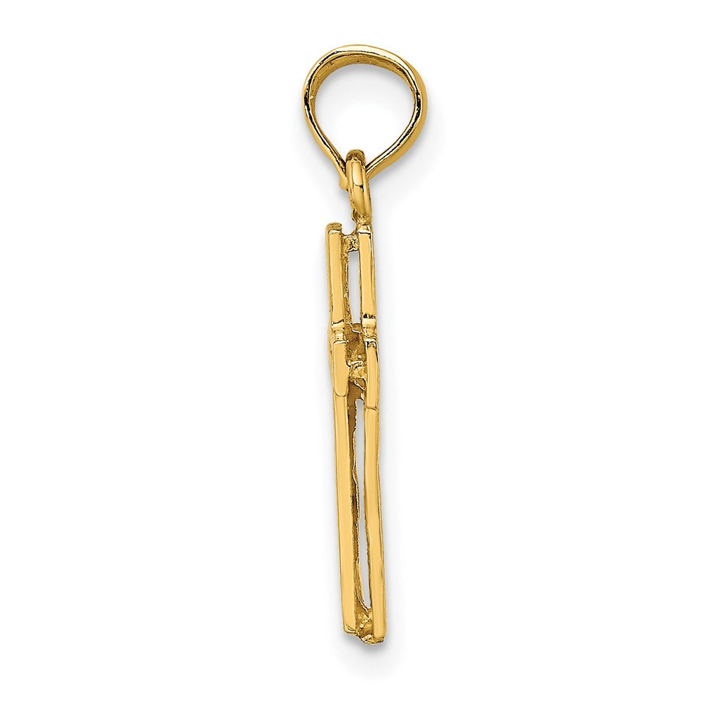 FJC Finejewelers 10 kt Yellow Gold 2-D Polished Textured Cross Charm 20 x 10 mm