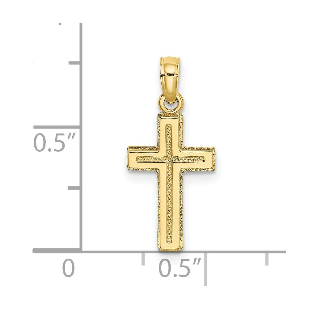 FJC Finejewelers 10 kt Yellow Gold 2-D Polished Textured Cross Charm 20 x 10 mm