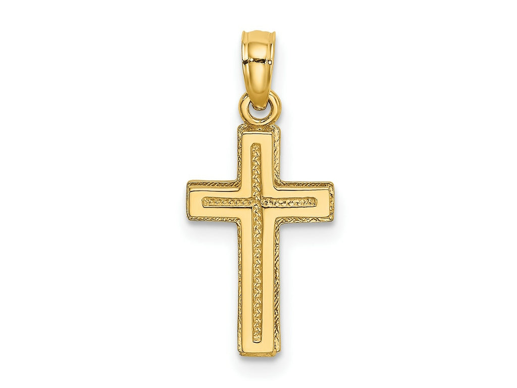 FJC Finejewelers 10 kt Yellow Gold 2-D Polished Textured Cross Charm 20 x 10 mm