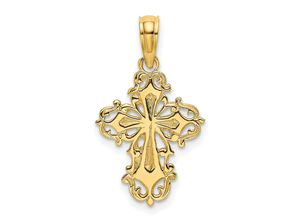 FJC Finejewelers 10 kt Yellow Gold Cut-Out Delicate Cross Charm 20 mm