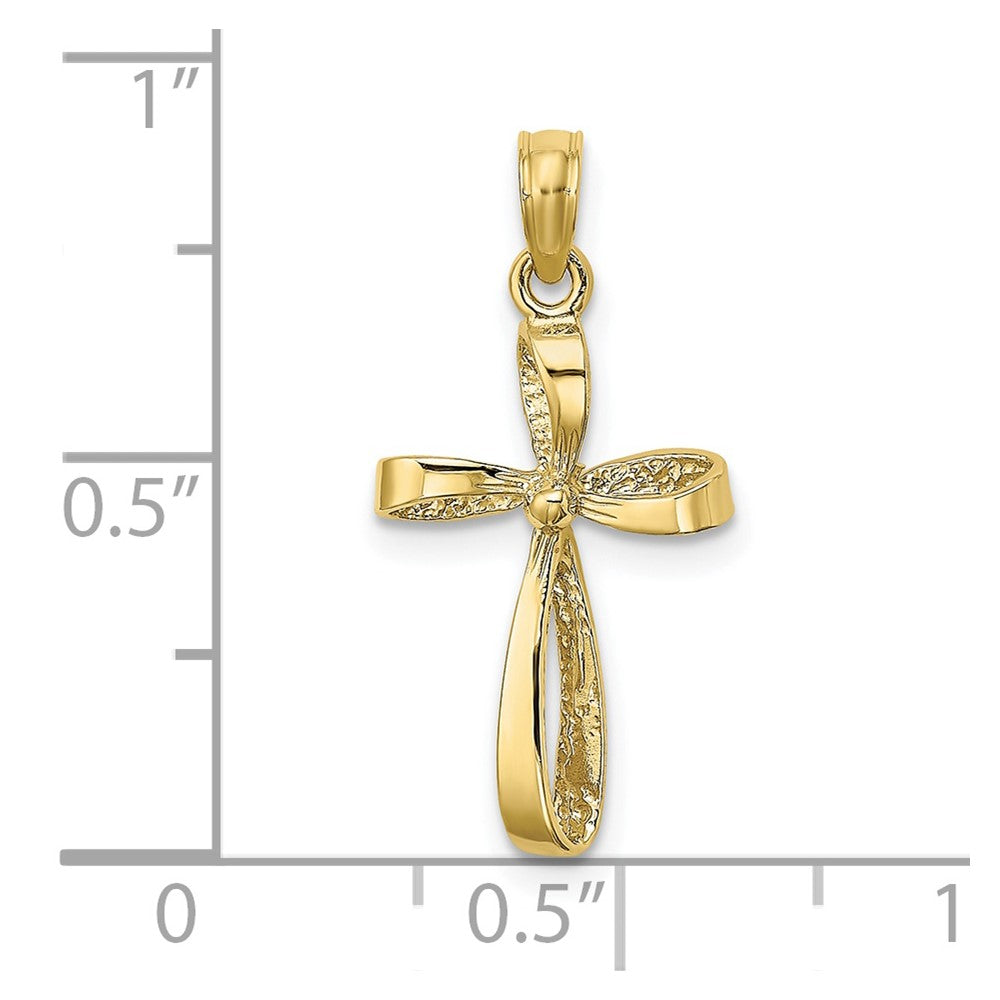 FJC Finejewelers 10 kt Yellow Gold 3-D Engraved Polished Twisted Cross Charm 17 x 11 mm