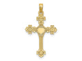 FJC Finejewelers 10 kt Yellow Gold Beaded Tip Cross with Heart Center Charm 24 x 17 mm