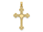 FJC Finejewelers 10 kt Yellow Gold Beaded Tip Cross with Heart Center Charm 24 x 17 mm