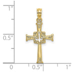 FJC Finejewelers 10 kt Yellow Gold Polished and Engraved Cross and Dove Charm 19 x 13 mm