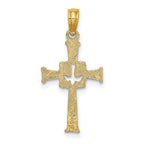 FJC Finejewelers 10 kt Yellow Gold Polished and Engraved Cross and Dove Charm 19 x 13 mm