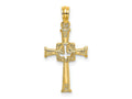 FJC Finejewelers 10 kt Yellow Gold Polished and Engraved Cross and Dove Charm 19 x 13 mm