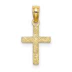 FJC Finejewelers 10 kt Yellow Gold Polished and Engraved Mini Cross W/ Flower Charm 12 x 10 mm