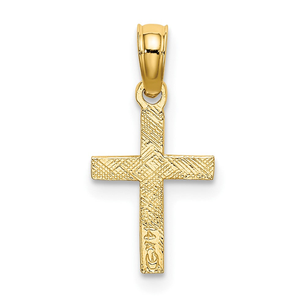 FJC Finejewelers 10 kt Yellow Gold Polished and Engraved Mini Cross W/ Flower Charm 12 x 10 mm