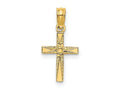 FJC Finejewelers 10 kt Yellow Gold Polished and Engraved Mini Cross W/ Flower Charm 12 x 10 mm