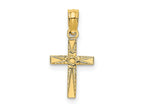 FJC Finejewelers 10 kt Yellow Gold Polished and Engraved Mini Cross W/ Flower Charm 12 x 10 mm