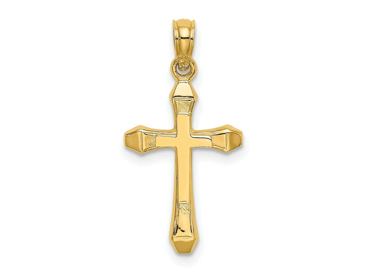 FJC Finejewelers 10 kt Yellow Gold Polished Beveled Tips Cross Charm 23 mm