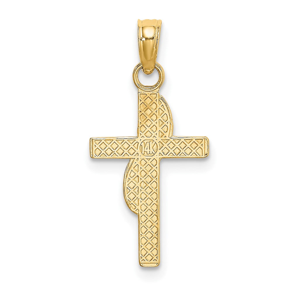 FJC Finejewelers 10 kt Yellow Gold Polished W/ Banner Cross Charm 17 x 12 mm