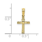 FJC Finejewelers 10 kt Yellow Gold Textured Mini Cross with Heart Charm 12 x 10 mm