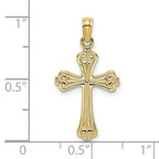 FJC Finejewelers 10 kt Yellow Gold Polished Engraved Cross Charm 19 x 13 mm