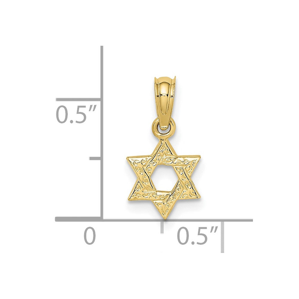 FJC Finejewelers 10 kt Yellow Gold Mini Star Of David with Engraved Swirl Charm 14 x 8 mm