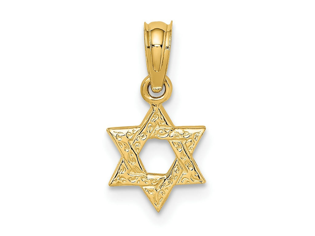 FJC Finejewelers 10 kt Yellow Gold Mini Star Of David with Engraved Swirl Charm 14 x 8 mm