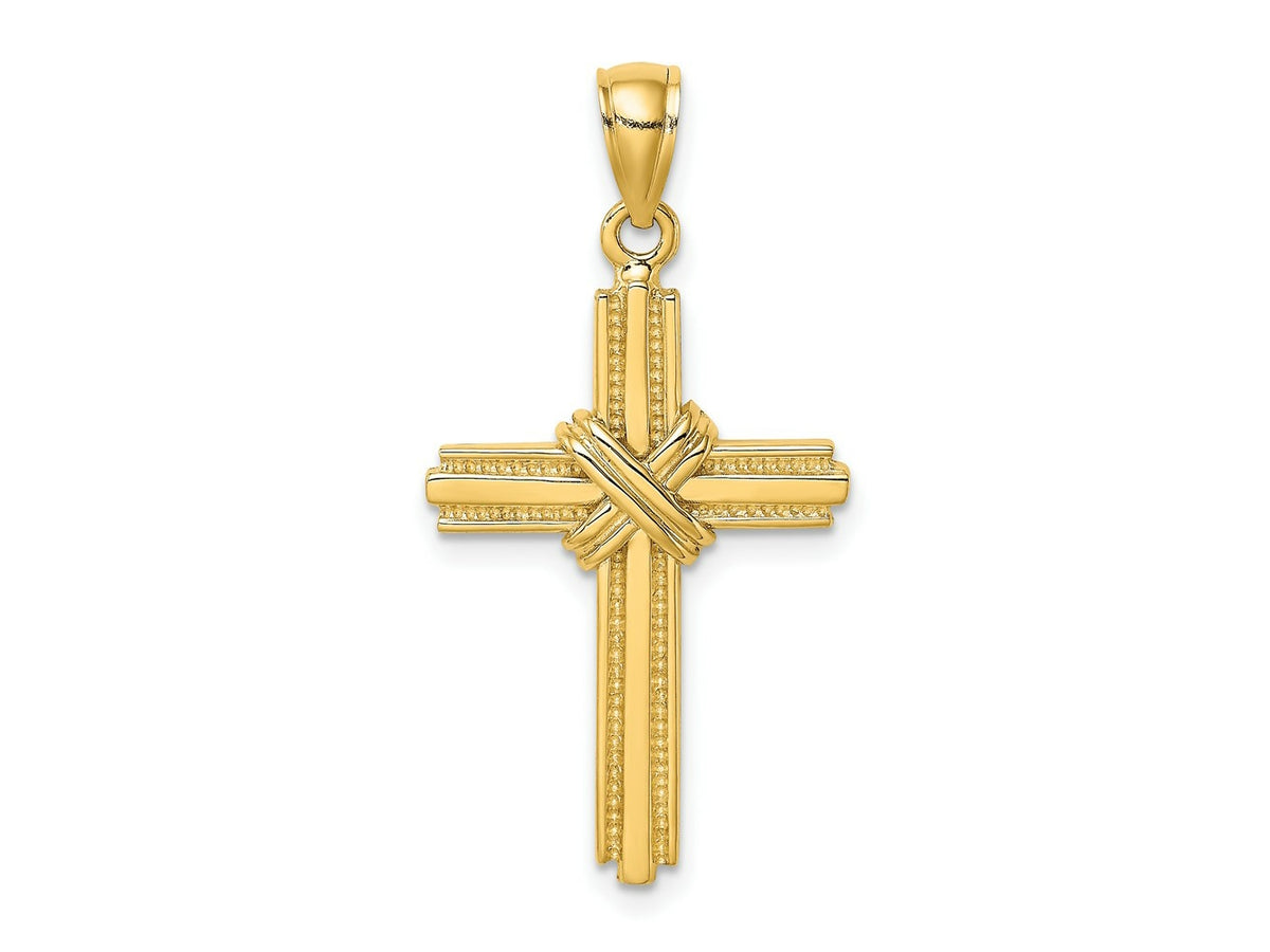 FJC Finejewelers 10 kt Yellow Gold Beaded Center Design Cross Charm 33 x 18 mm