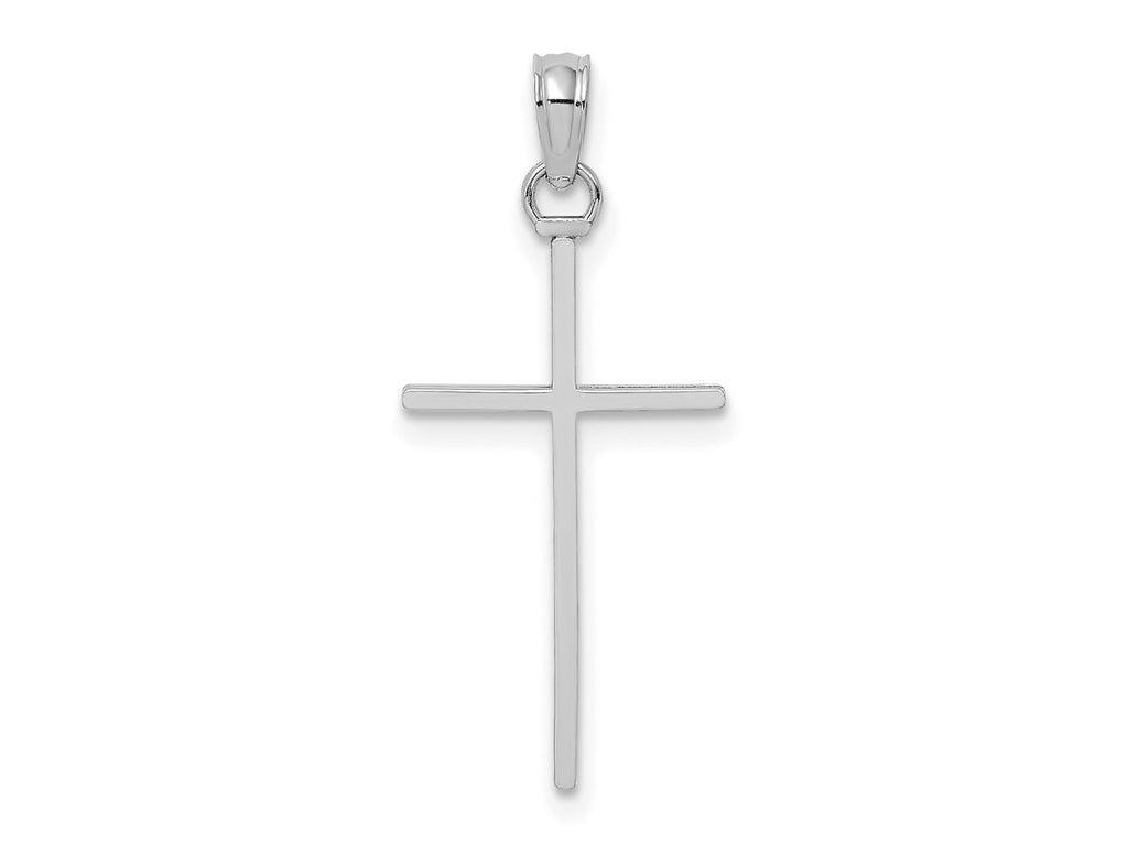 FJC Finejewelers 10 kt White Gold Themed 3-D and Polished Stick Cross Charm 21.5 mm