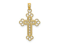 FJC Finejewelers 10 kt Yellow Gold Textured and Cut-Out W/ Rope Frame Block Cross Charm 20 x 15 mm