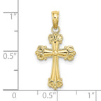 FJC Finejewelers 10 kt Yellow Gold Cross W/ Scroll Tips and Button Center Charm 23 x 12 mm