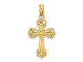 FJC Finejewelers 10 kt Yellow Gold Cross W/ Scroll Tips and Button Center Charm 23 x 12 mm