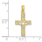 FJC Finejewelers 10 kt Yellow Gold Dove In Cross Charm 23 x 12 mm