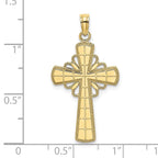 FJC Finejewelers 10 kt Yellow Gold Polished W/ Beaded Edge Grid Accent Cross Charm 28 x 17 mm