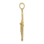 FJC Finejewelers 10 kt Yellow Gold Textured Crucifix Charm 33 x 18 mm