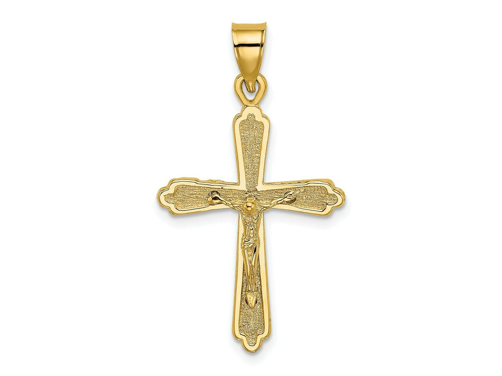 FJC Finejewelers 10 kt Yellow Gold Textured Crucifix Charm 33 x 18 mm