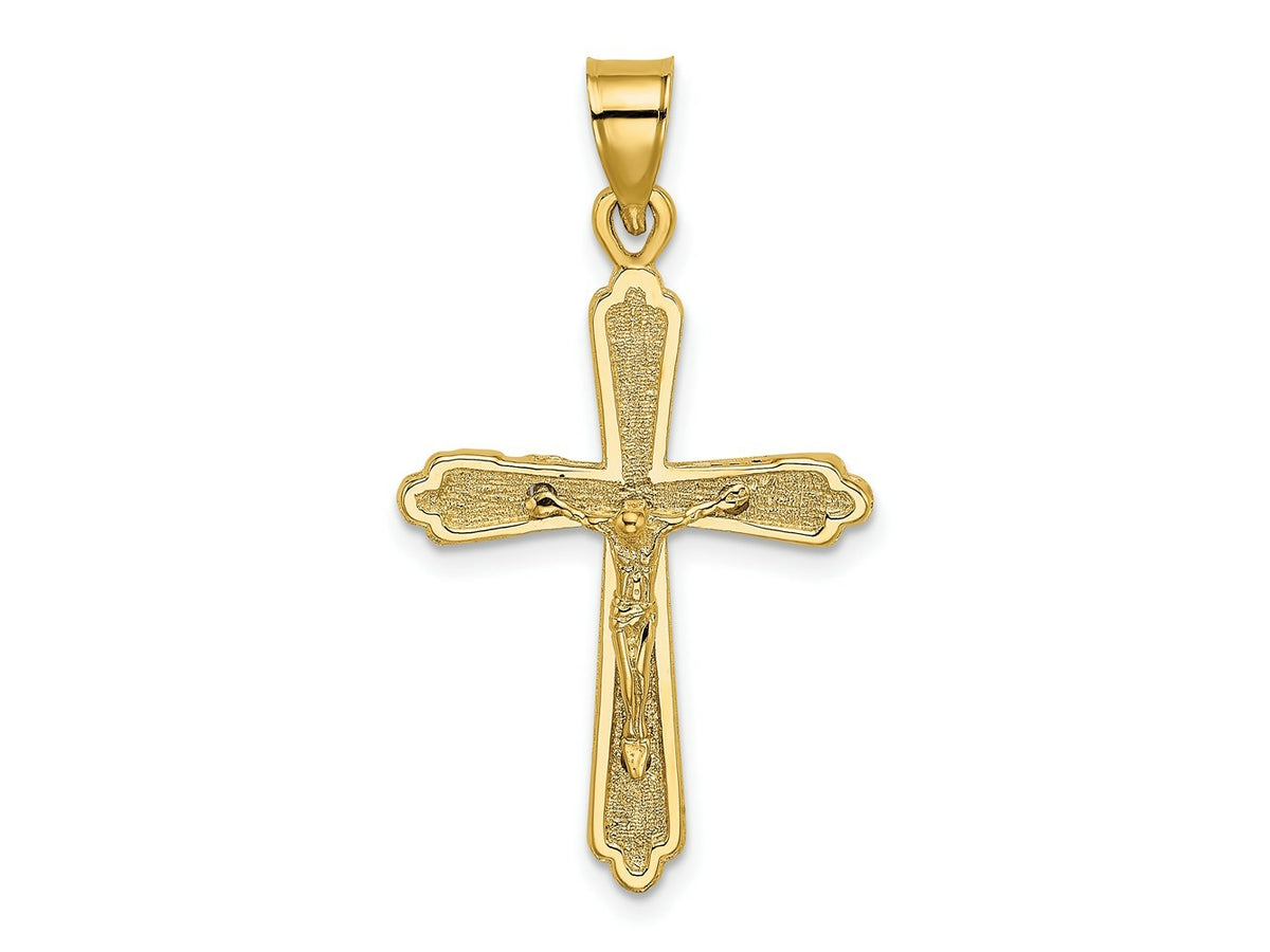 FJC Finejewelers 10 kt Yellow Gold Textured Crucifix Charm 33 x 18 mm