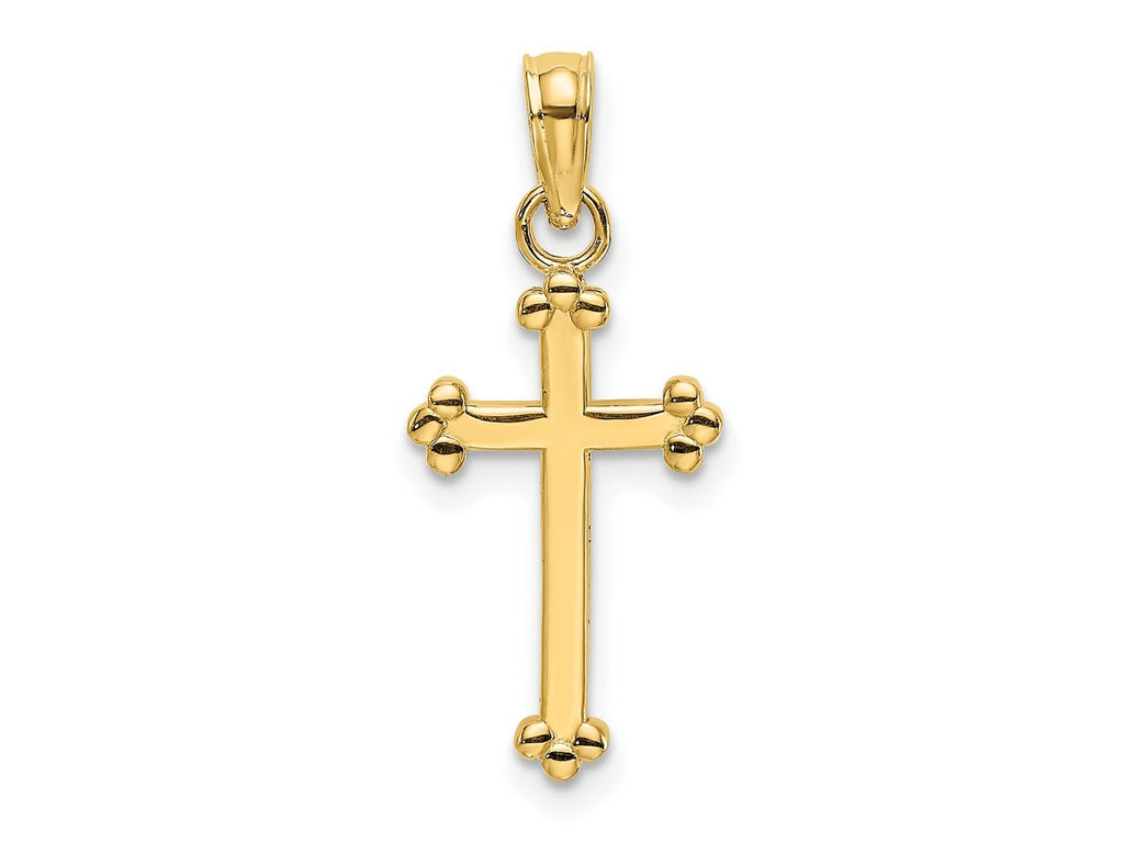 FJC Finejewelers 10 kt Yellow Gold Polished Beaded Cross 15 x 10 mm