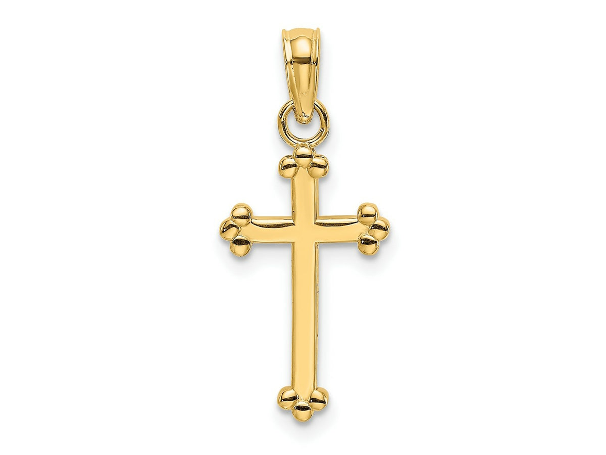 FJC Finejewelers 10 kt Yellow Gold Polished Beaded Cross 15 x 10 mm