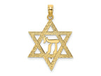 FJC Finejewelers 10 kt Yellow Gold Star of David W/ Chai Center Charm 26 x 20 mm
