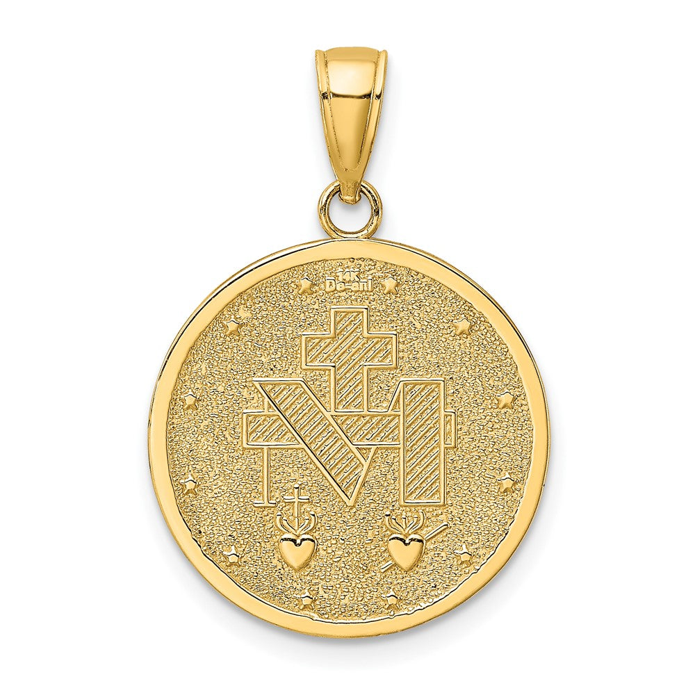 FJC Finejewelers 10 kt Yellow Gold Polished and Satin Miraculous Medal Charm 25 x 17 mm