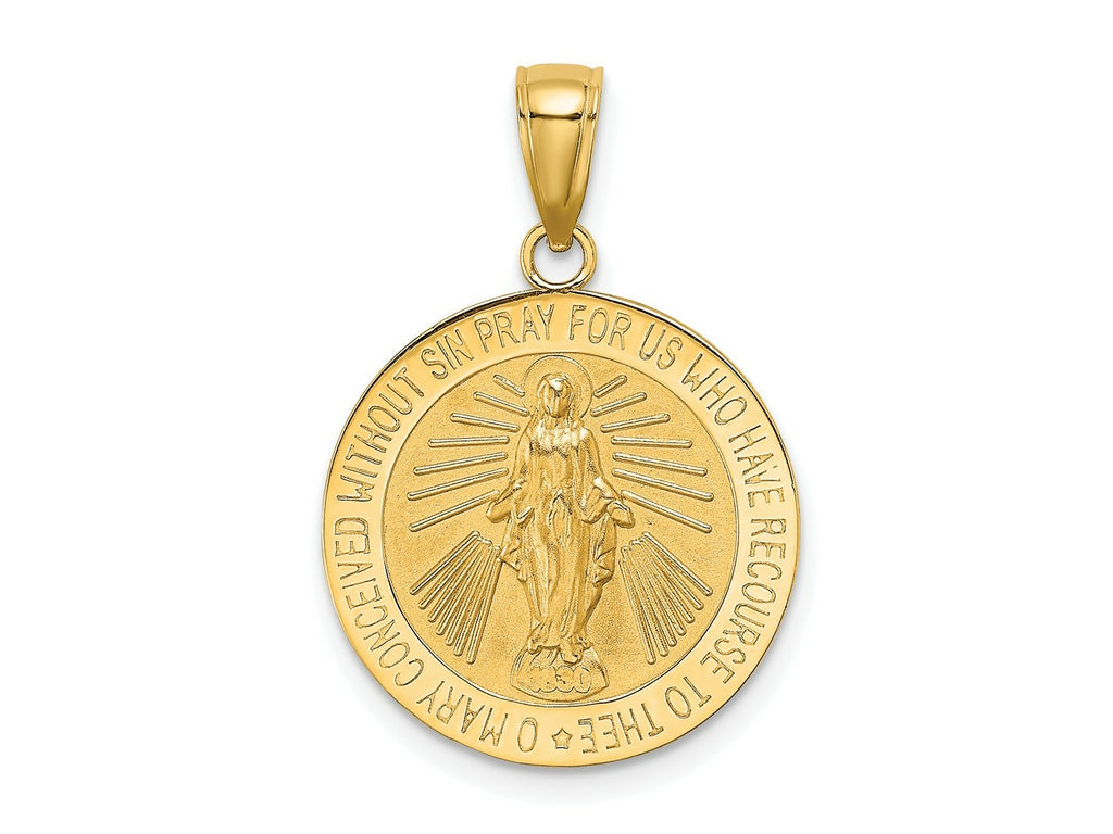 FJC Finejewelers 10 kt Yellow Gold Polished and Satin Miraculous Medal Charm 25 x 17 mm