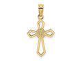 FJC Finejewelers 10 kt Yellow Gold Cut-Out and Flat Cross W/ Flower Charm 16 x 12 mm