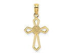 FJC Finejewelers 10 kt Yellow Gold Cut-Out and Flat Cross W/ Flower Charm 16 x 12 mm