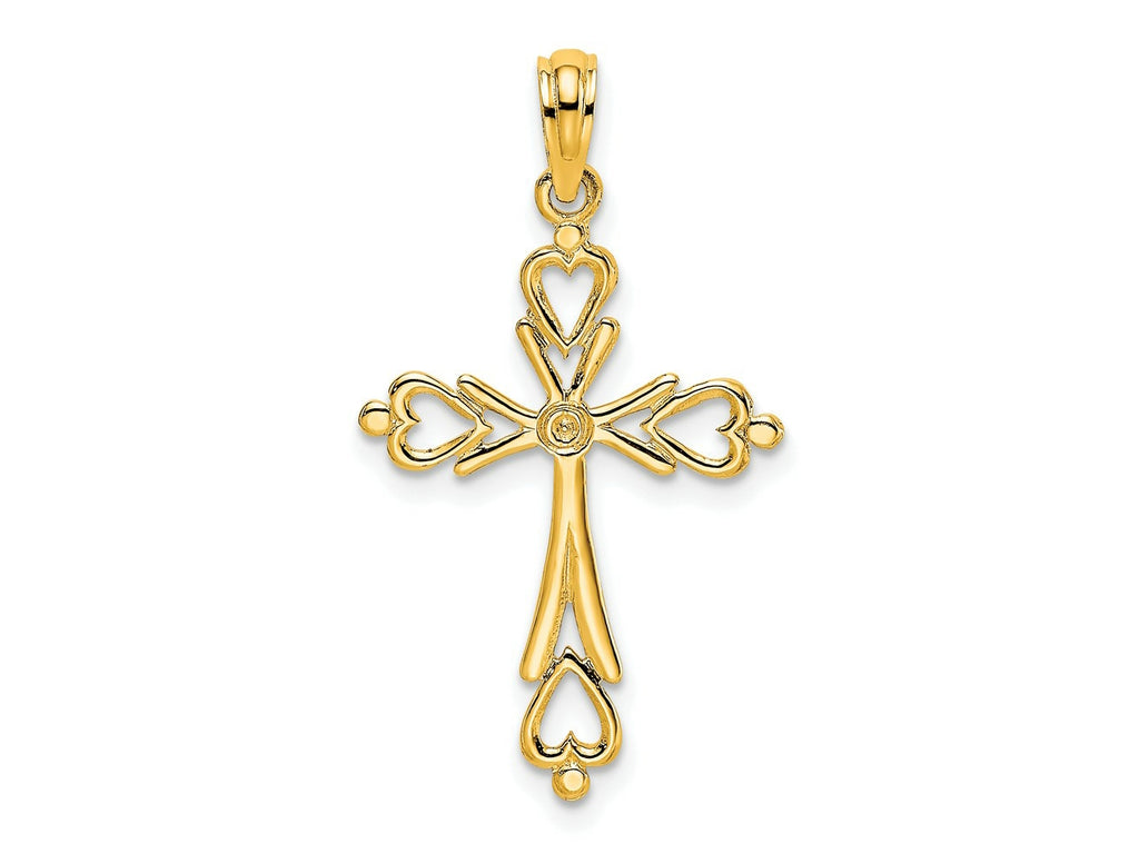 FJC Finejewelers 10 kt Yellow Gold Cross Cut-Out with Heart Ends Charm 23 x 16 mm